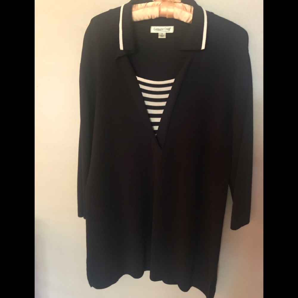 Coldwater Creek Knit Nautical Tunic Top Large